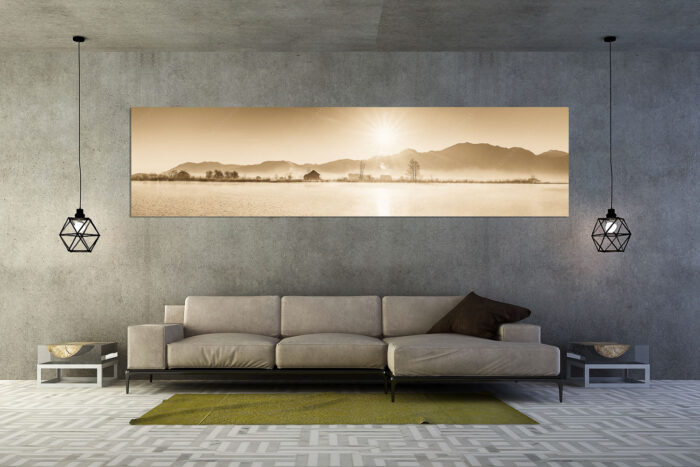 Eichsee Sonnenaufgang | Größe ca. 320x80cm, Seitenverhältnis 4:1