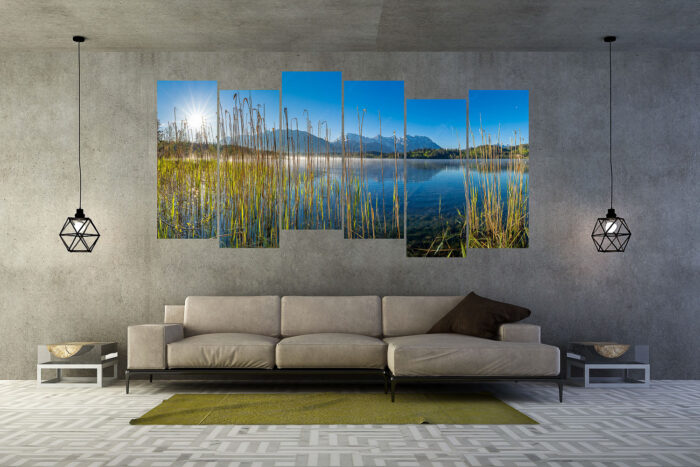 Schilf am See | 6er Split, Größe ca. 280x140cm, Seitenverhältnis 2:1