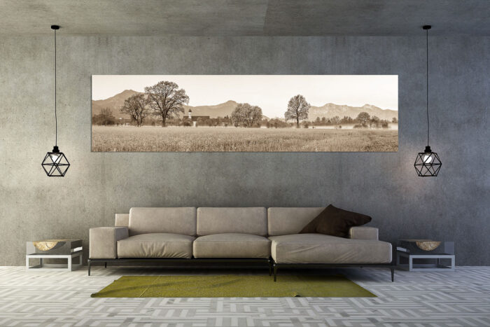 Ein Morgen am Kloster | Größe ca. 320x80cm, Seitenverhältnis 4:1