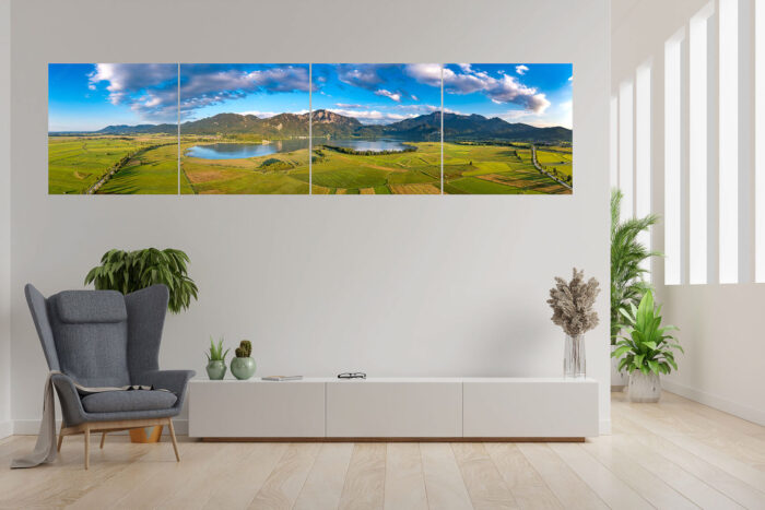 Überm Kochelsee | 4er Split, Größe ca. 280x70cm, Seitenverhältnis 4:1