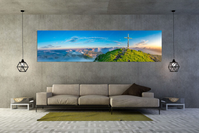 Schafreiter Gipfelpanorama | Größe ca. 320x80cm, Seitenverhältnis 4:1