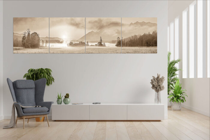 Sommermorgen | 4er Split, Größe ca. 280x70cm, Seitenverhältnis 4:1