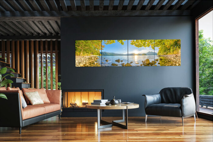 Fenster zum See | 4er Split, Größe ca. 240x60cm, Seitenverhältnis 4:1