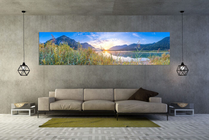 Einsamer Sommermorgen | Größe ca. 320x80cm, Seitenverhältnis 4:1