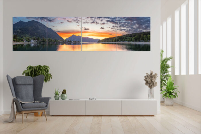 Jochberg Erwachen | 4er Split, Größe ca. 280x70cm, Seitenverhältnis 4:1