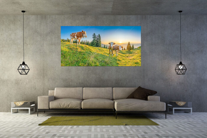 Sonnenaufgang auf der Alm | Größe ca. 200x100cm, Seitenverhältnis 2:1