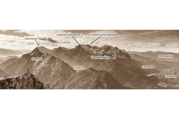 Aussichtspunkt - Blick vom Karwendel auf Arnspitzen und Wettersteinmassiv