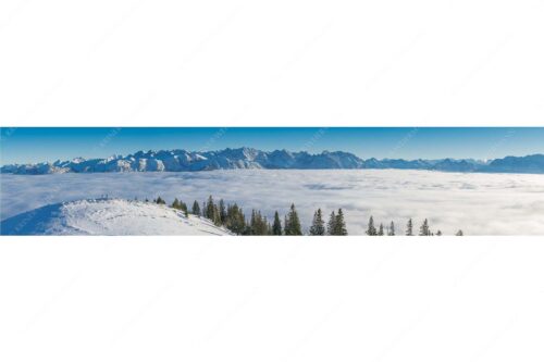 Eine Winterwanderung am Simetsberg über Wolkenmeer mit Karwendel - auf der Sonnenseite - Seitenverhältnis 5:1 - Simetsberg mit Karwendel - weitere Infos unter https://www.kriner-weiermann.de