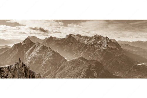 Blick vom Karwendel auf Arnspitzen und Wettersteinmassiv - Aussichtspunkt - Seitenverhältnis 2,5:1 - Heinrich-Noe-Weg im Karwendel - weitere Infos unter https://www.kriner-weiermann.de