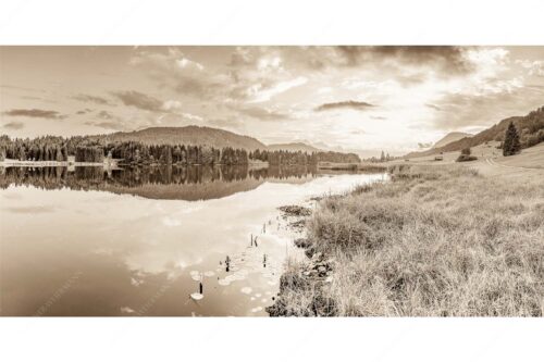 Sonnenuntergang am Geroldsee mit Wettertstein und Wank - Harmonie - Seitenverhältnis 2:1 - Abendstimmung am Geroldsee - weitere Infos unter https://www.kriner-weiermann.de