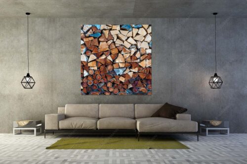 Aufgerichteter Holzhaufen - Holzhaufen II - Größe ca. 160x160cm, Seitenverhältnis 1:1 - Holzstapel Holzscheite - weitere Infos unter https://www.kriner-weiermann.de