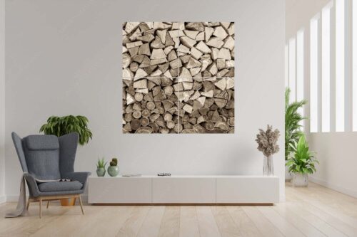 Aufgerichteter Holzhaufen - Holzhaufen II - 4er Split, Größe ca. 180x180cm, Seitenverhältnis 1:1 - Holzstapel Holzscheite - weitere Infos unter https://www.kriner-weiermann.de