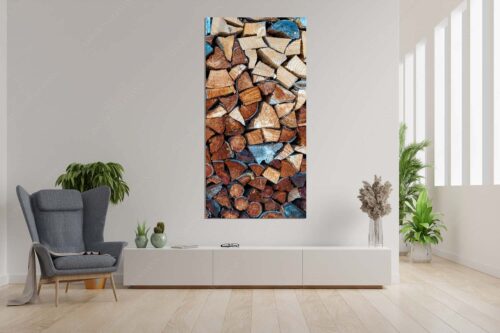 Aufgerichteter Holzhaufen - Holzhaufen II - Größe ca. 90x180cm, Seitenverhältnis 1:2 - Holzstapel Holzscheite - weitere Infos unter https://www.kriner-weiermann.de