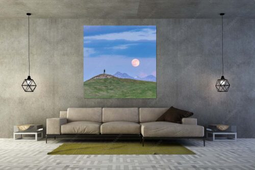 Blick vom Wank im Estergebirge zum Vollmondaufgang über Karwendelgebirge - Mondfieber - Größe ca. 160x160cm, Seitenverhältnis 1:1 - Vollmond über Karwendel - weitere Infos unter https://www.kriner-weiermann.de