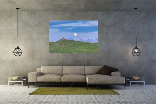 Blick vom Wank im Estergebirge zum Vollmondaufgang über Karwendelgebirge - Mondfieber - Größe ca. 180x120cm, Seitenverhältnis 3:2 - Vollmond über Karwendel - weitere Infos unter https://www.kriner-weiermann.de