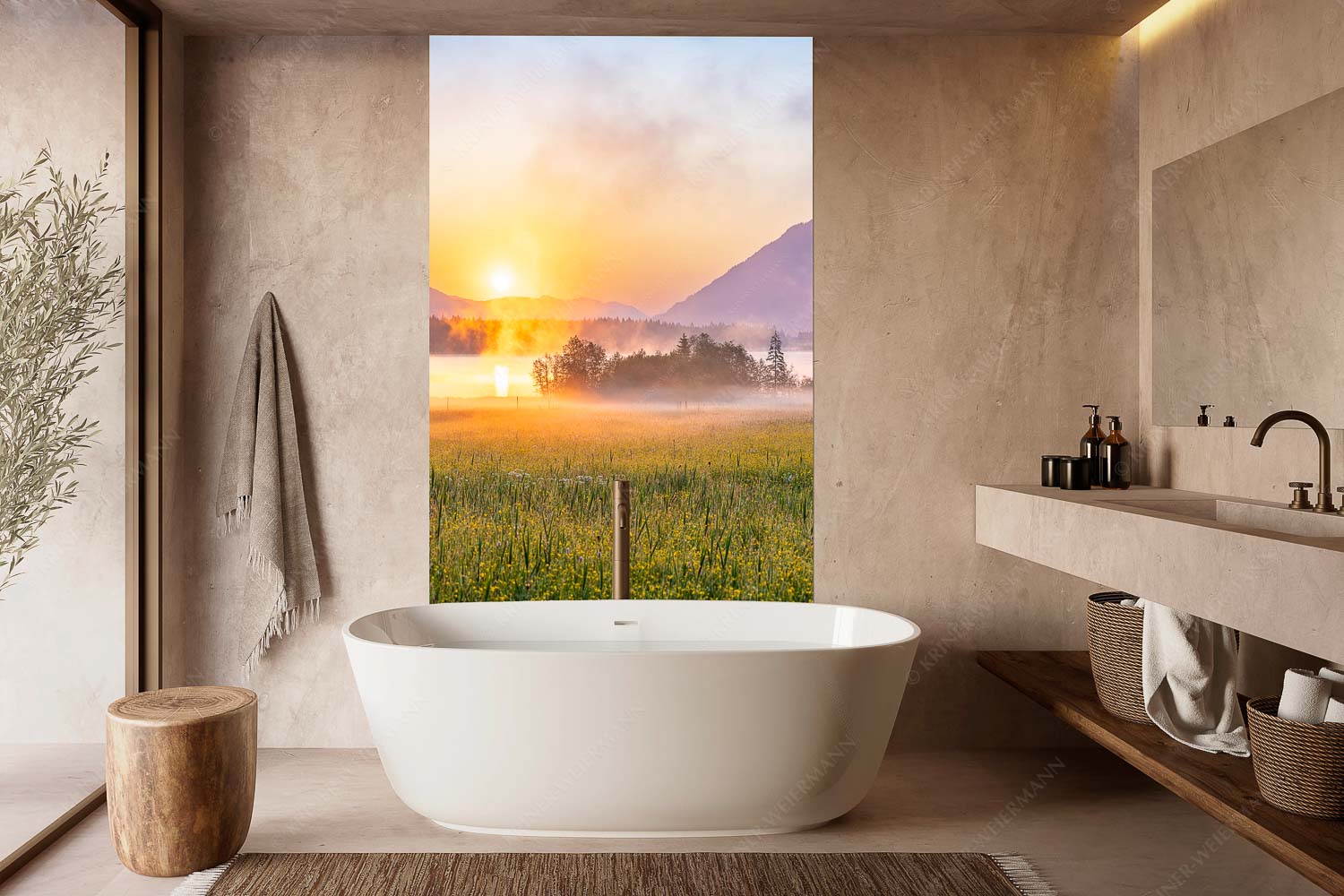 Blick über den Barmsee in den Sonnenaufgang - Sommermorgen - Größe ca. 160x240cm, Seitenverhältnis 2:3 - Barmsee Blumenwiese Sonnenaufgang - weitere Infos unter https://www.kriner-weiermann.de