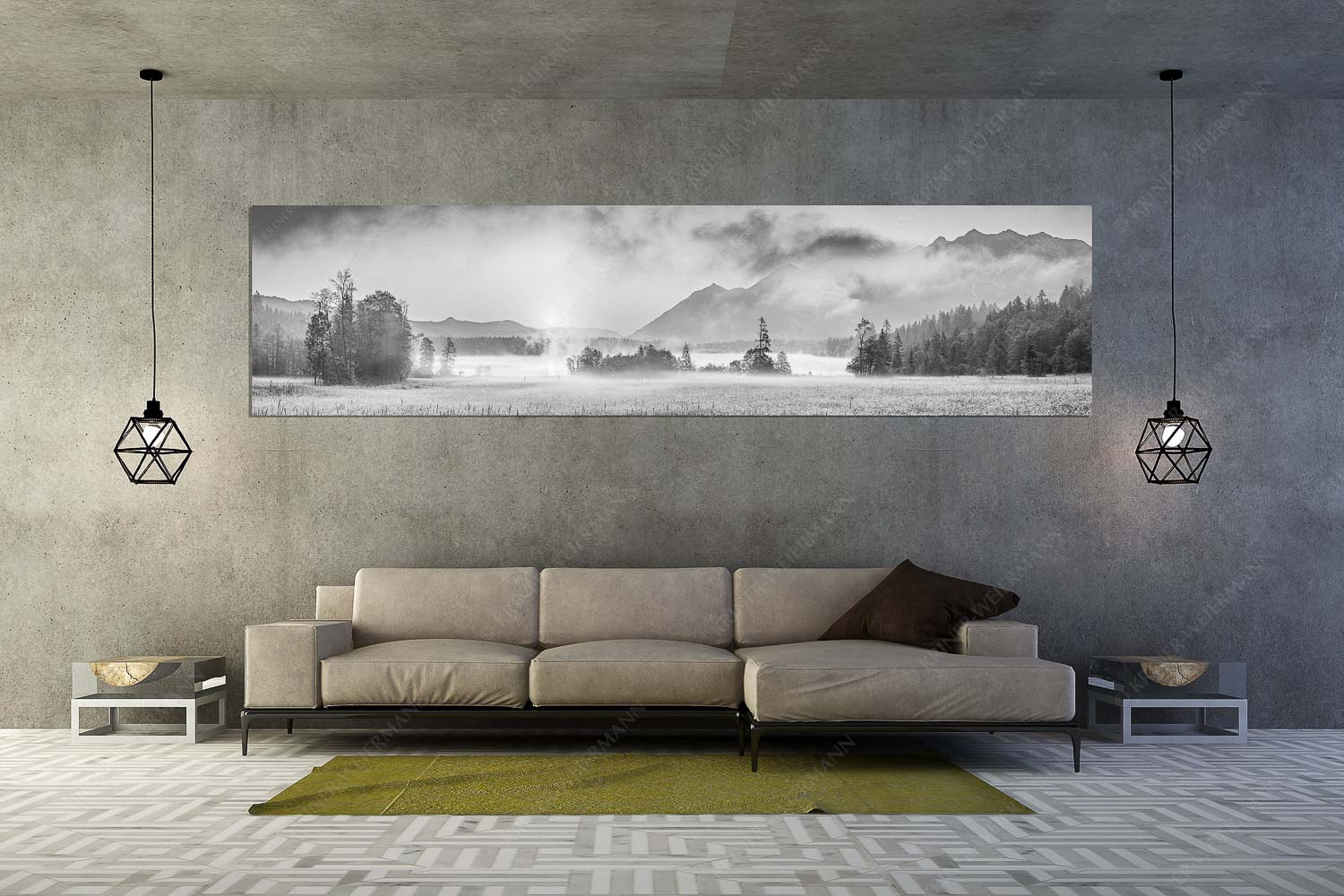 Blick über den Barmsee in den Sonnenaufgang - Sommermorgen - Größe ca. 320x80cm, Seitenverhältnis 4:1 - Barmsee Blumenwiese Sonnenaufgang - weitere Infos unter https://www.kriner-weiermann.de